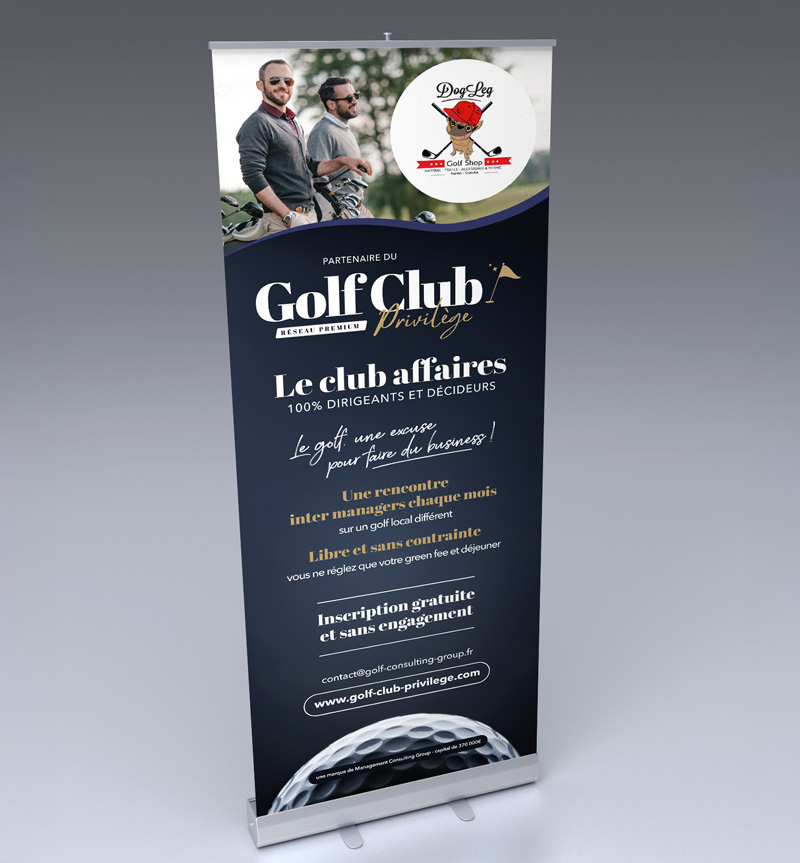 Golf_club_privilege_creation_kakemono_roll_up_affichage